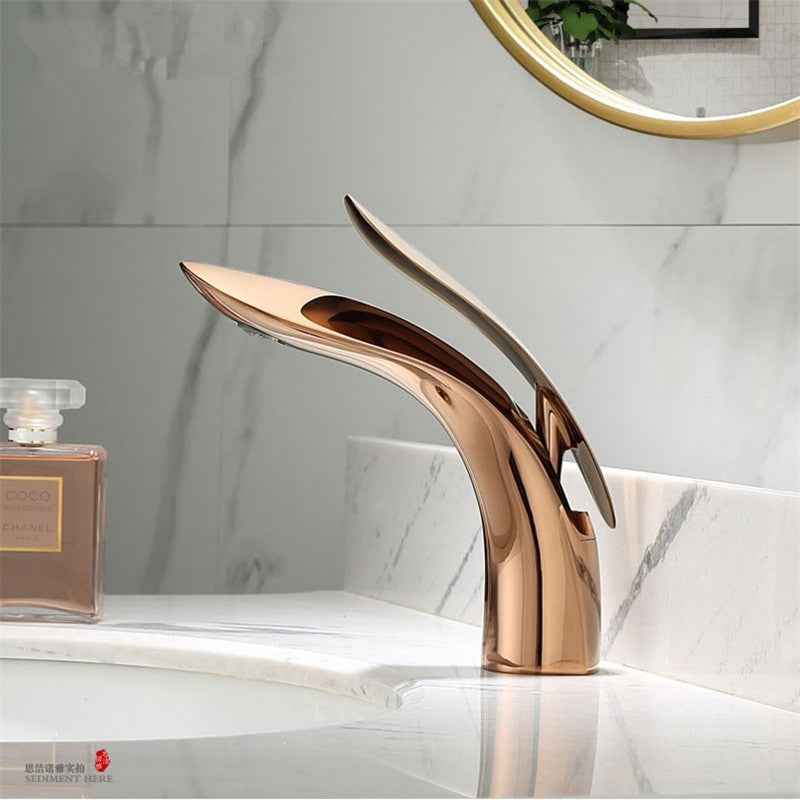 Deronna Single-Handle Bathroom Faucet - Rose Gold - black chrome silver gold rose gold silver single handle white