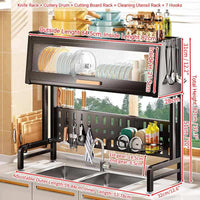 Retractable Countertop Dish Drain Rack - Black Full set - black Rack Sink Stainless Steel