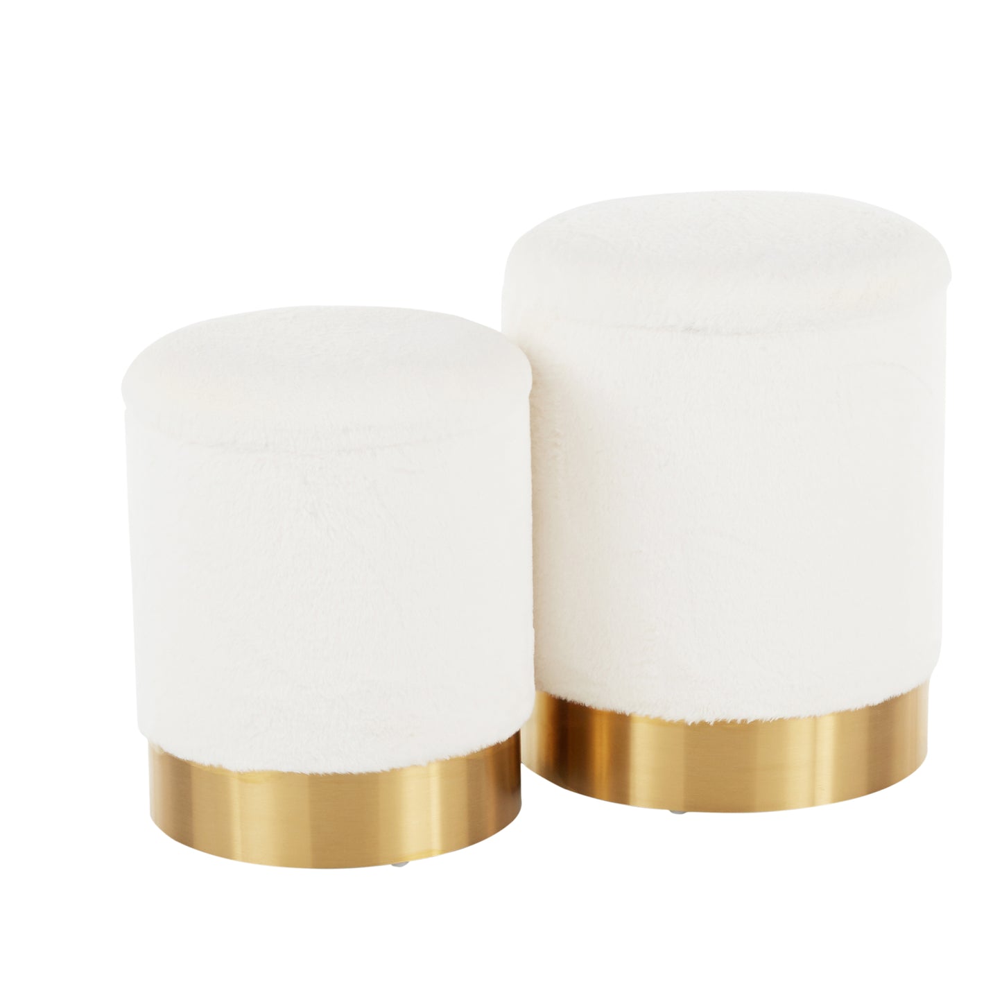 Libera Contemporary Stool Set | Gold Metal & White - Default - bench