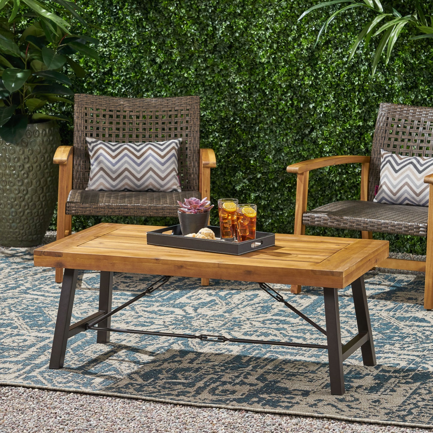 Tanive Outdoor Coffee Table | Brown & Black - Default - garden furnishing