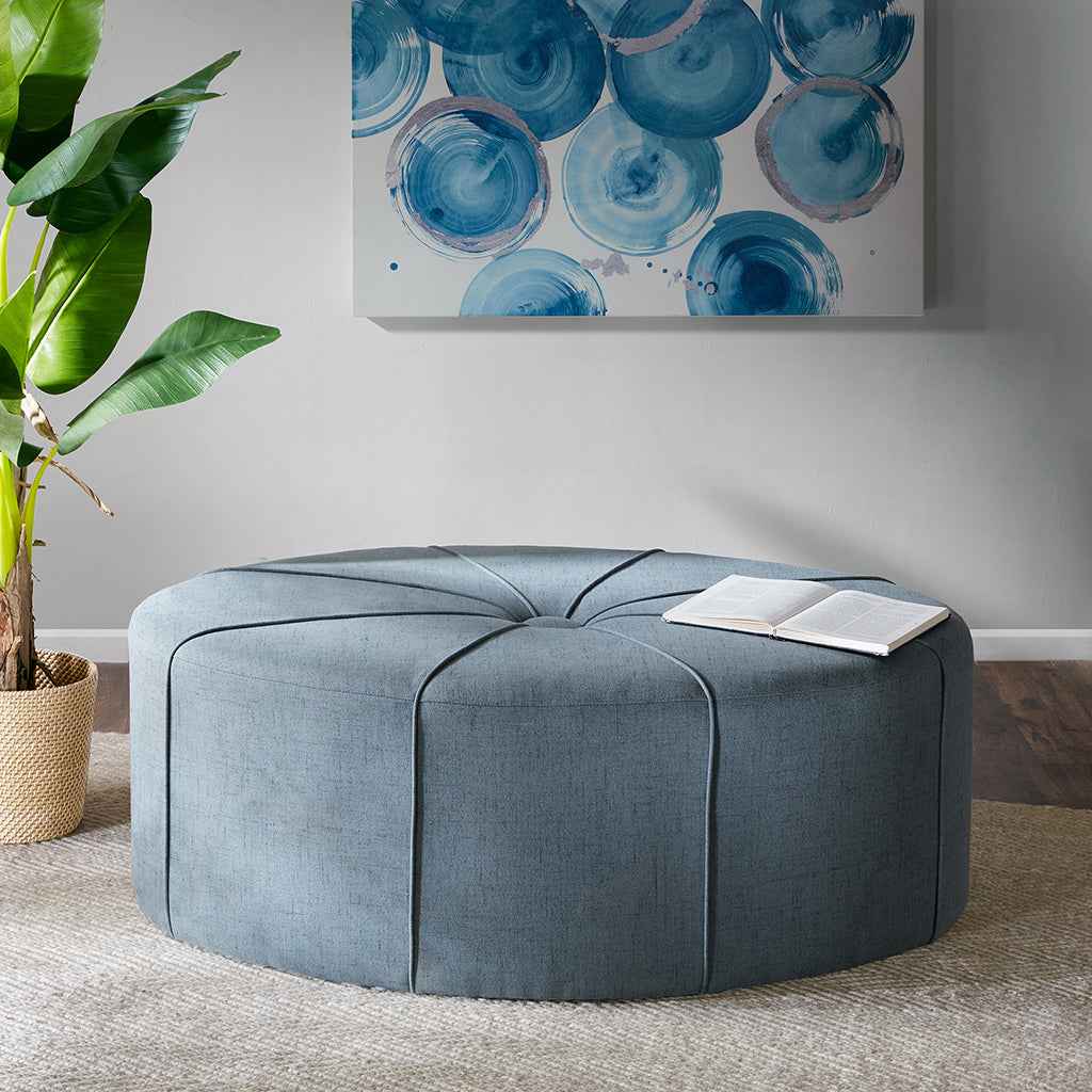 Hewitt 48' Round Ottoman | Blue - Default - bench
