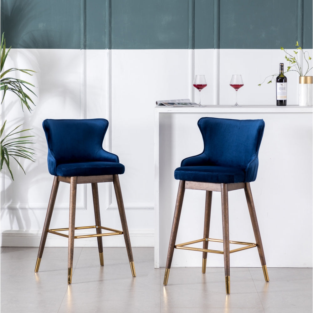 Leland Modern Bar Stools | Set of 2 | Dark Blue - Default - bar stools