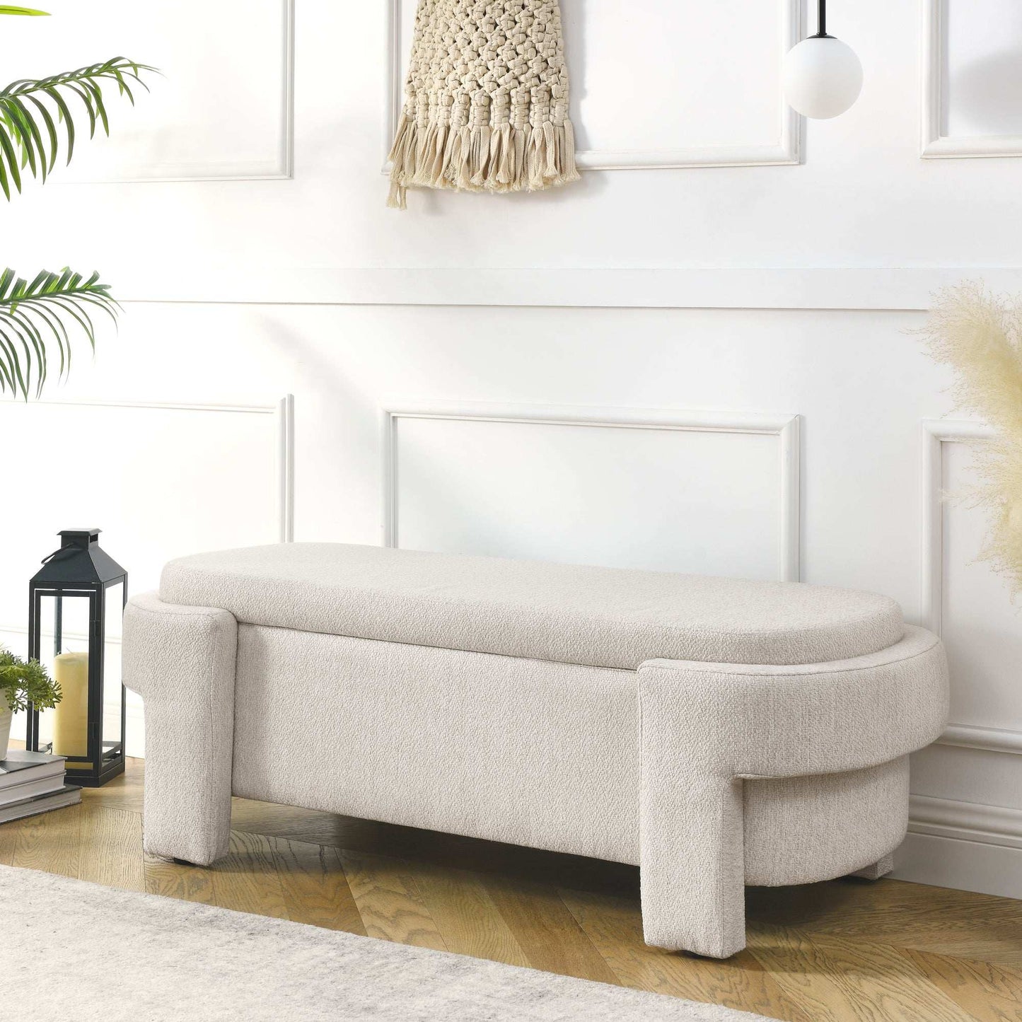 Reswet Storage Bench | Beige - Default - beige bench