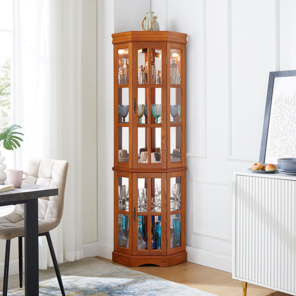 Melion Corner Cabinet | Oak - - brown cabinet oak wood