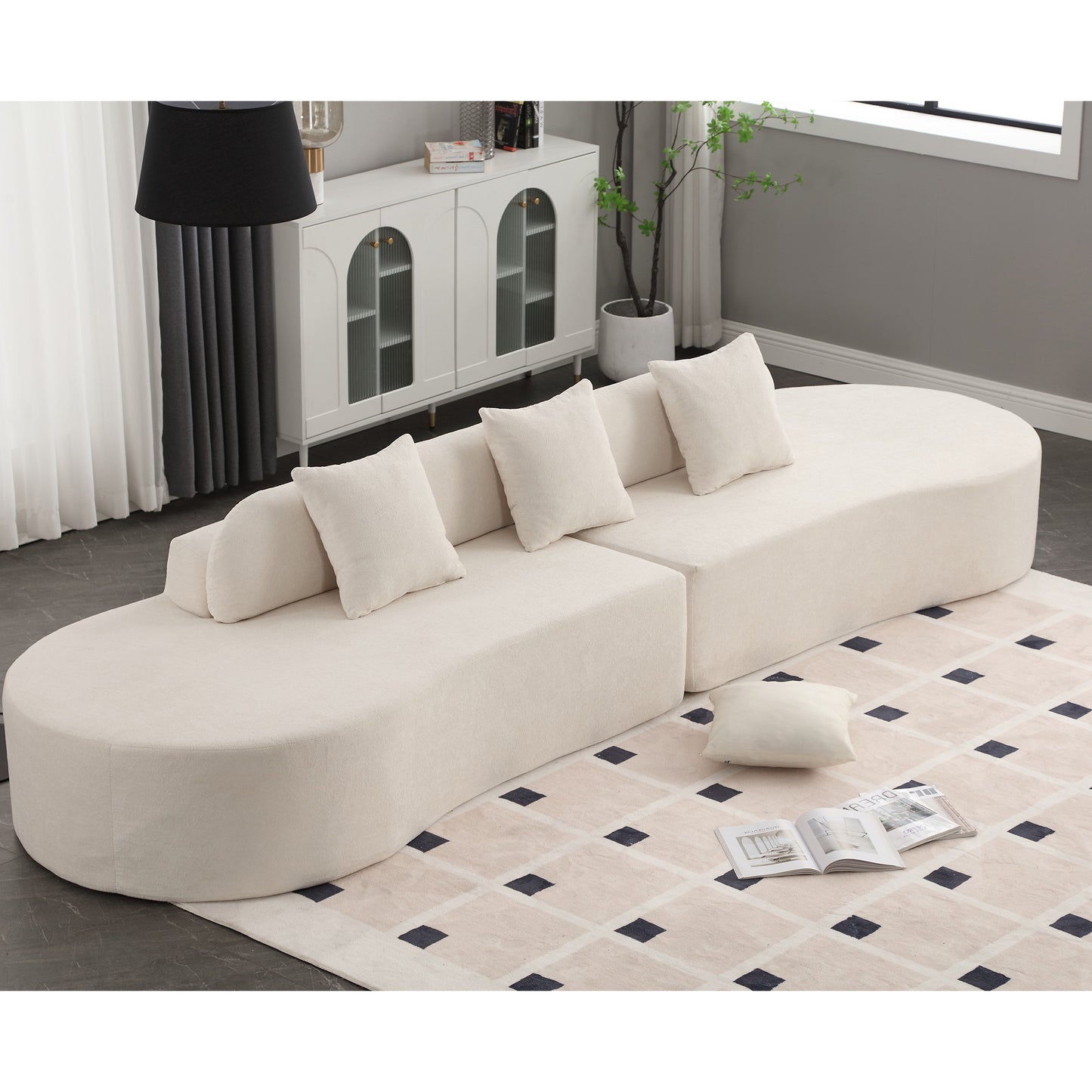 Lethus Modern Curved Sofa | Beige - - sofa