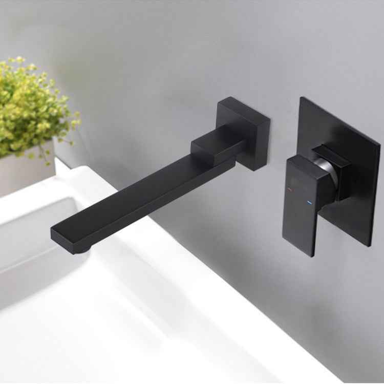 Geni Wall-Mount Bathroom Faucet - Black - black chrome wall mounted