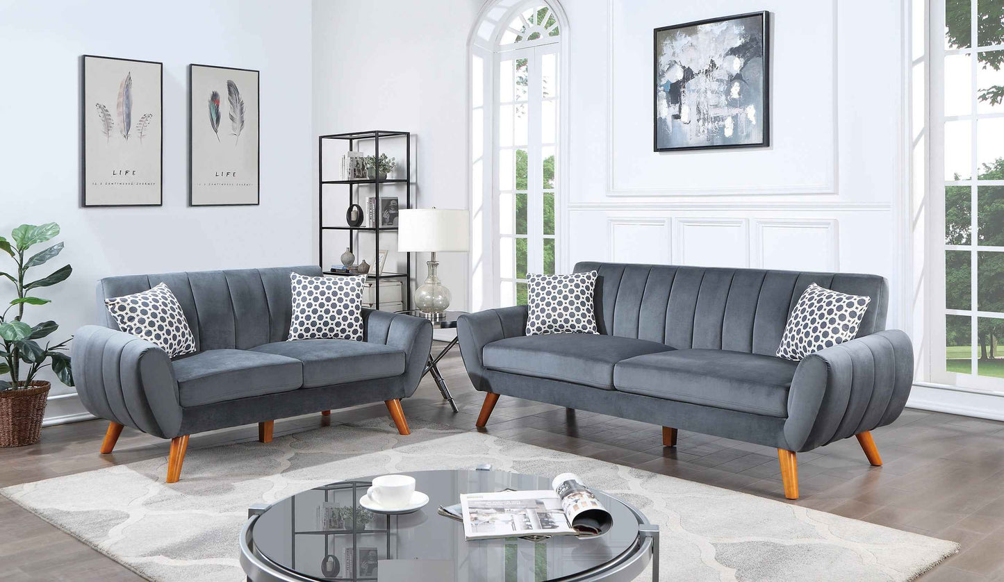 Correcor 2-Pieces Sofa Set | Dark Gray Velvet - - sofa