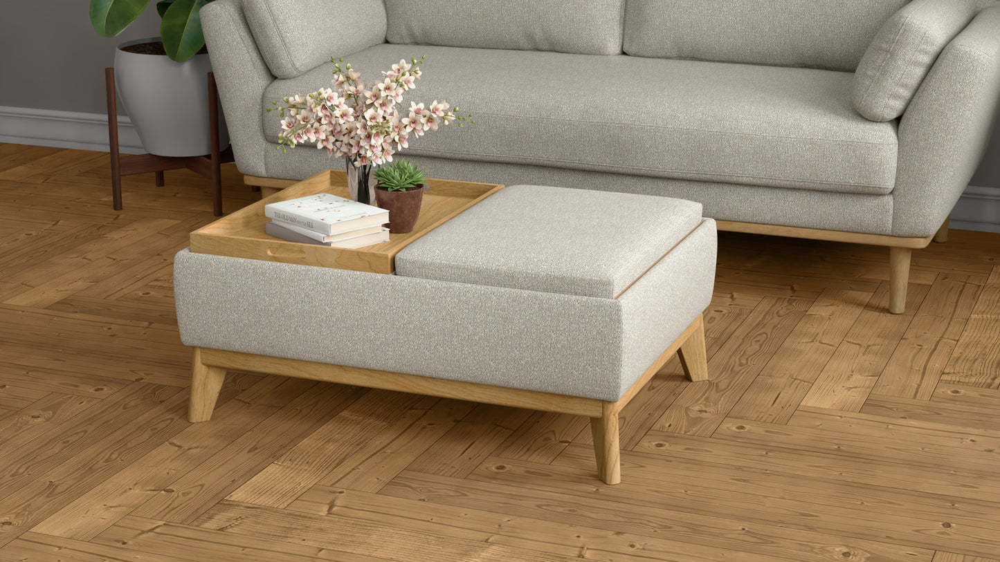 Revel Storage Ottoman | 2 Tray Lids | Tan - Default - bench