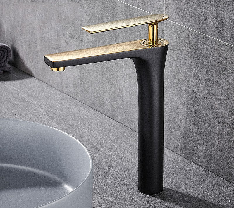 Grifotech Single-Handle Bathroom Faucet - Black Gold Tall Profile - black black gold chrome gold long low profile short single handle tall profile