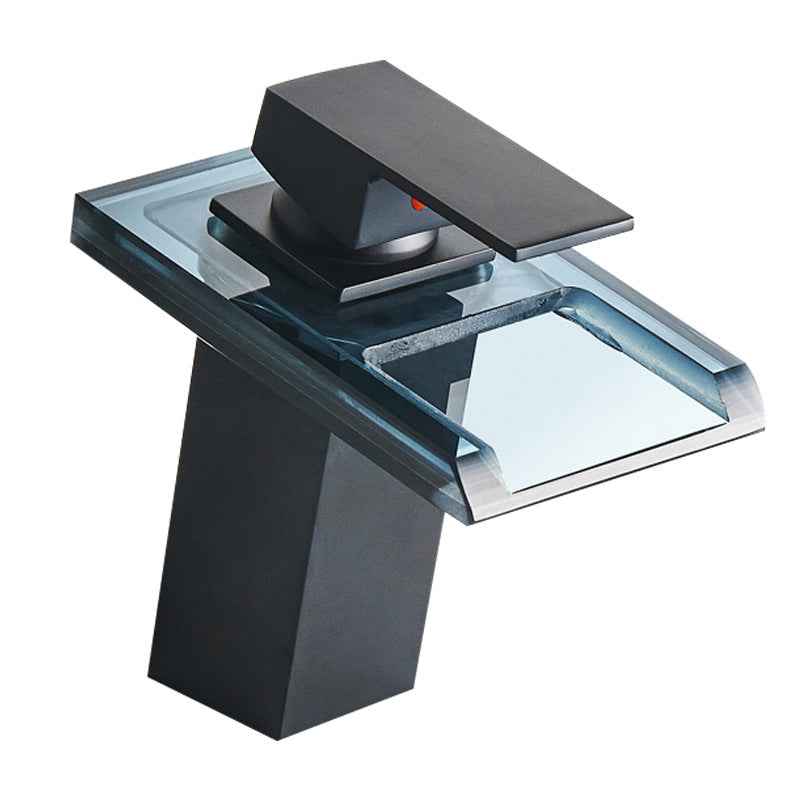 Fike Waterfall Bathroom Faucet - Black - black chrome silver glass led silver waterfall
