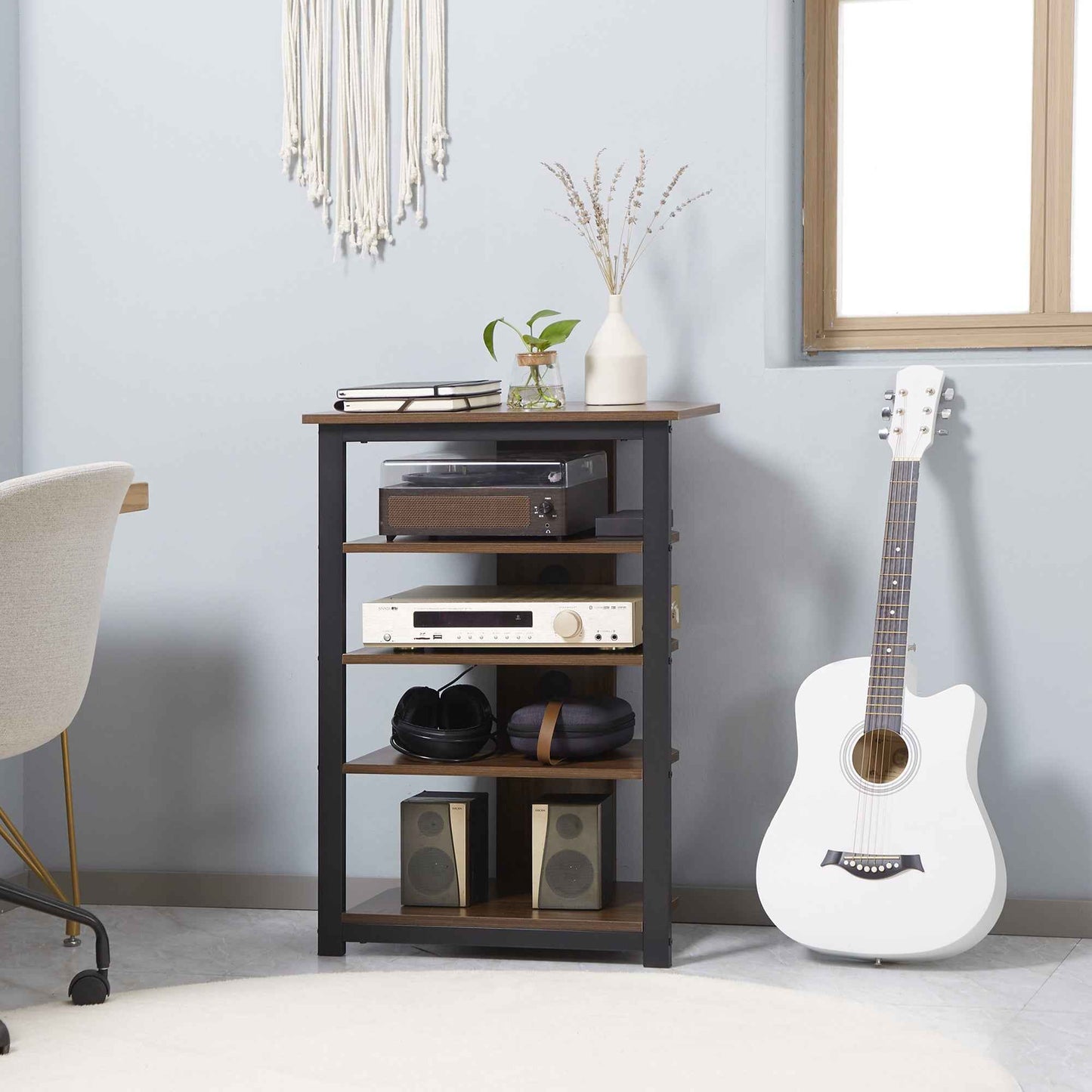Itilur Media Stand Tower | Brown - Default - tv console