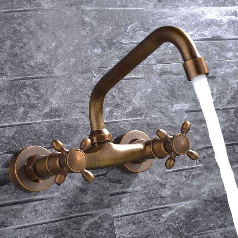 Jasulix Wall-Mount Bathroom Faucet - Bronze - antique bronze brushed copper wall mounted