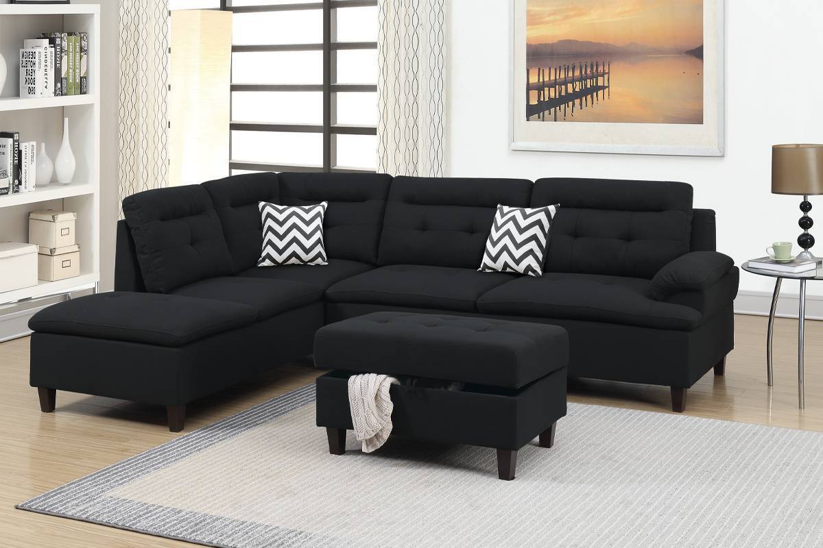 Proptor Sectional Linen Sofa | Black - - sofa