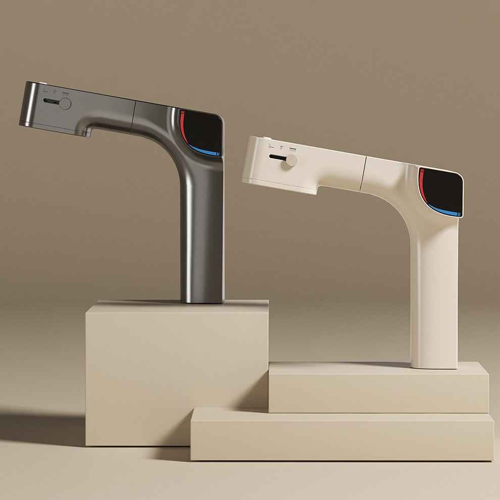Drumen Pull-Out & LED Bathroom Faucet - - bathroom faucet faucet grey white