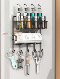 Refrigerator Shelf Side Storage - Black 3 Layers - black Rack Rail Shelf Storage white