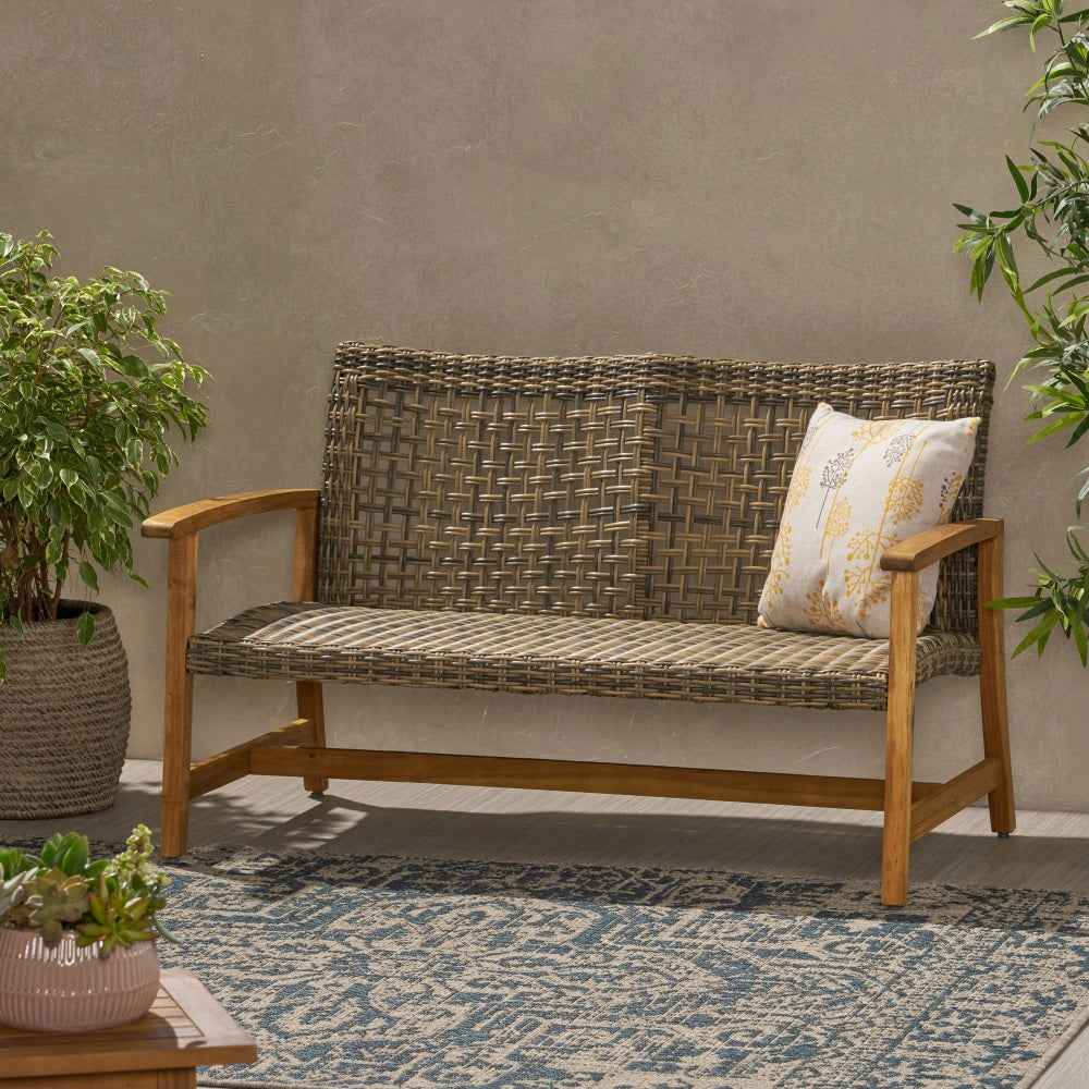 Hampton Rattan Outdoor 2-Seater Loveseat | Brown - Default - garden furnishing