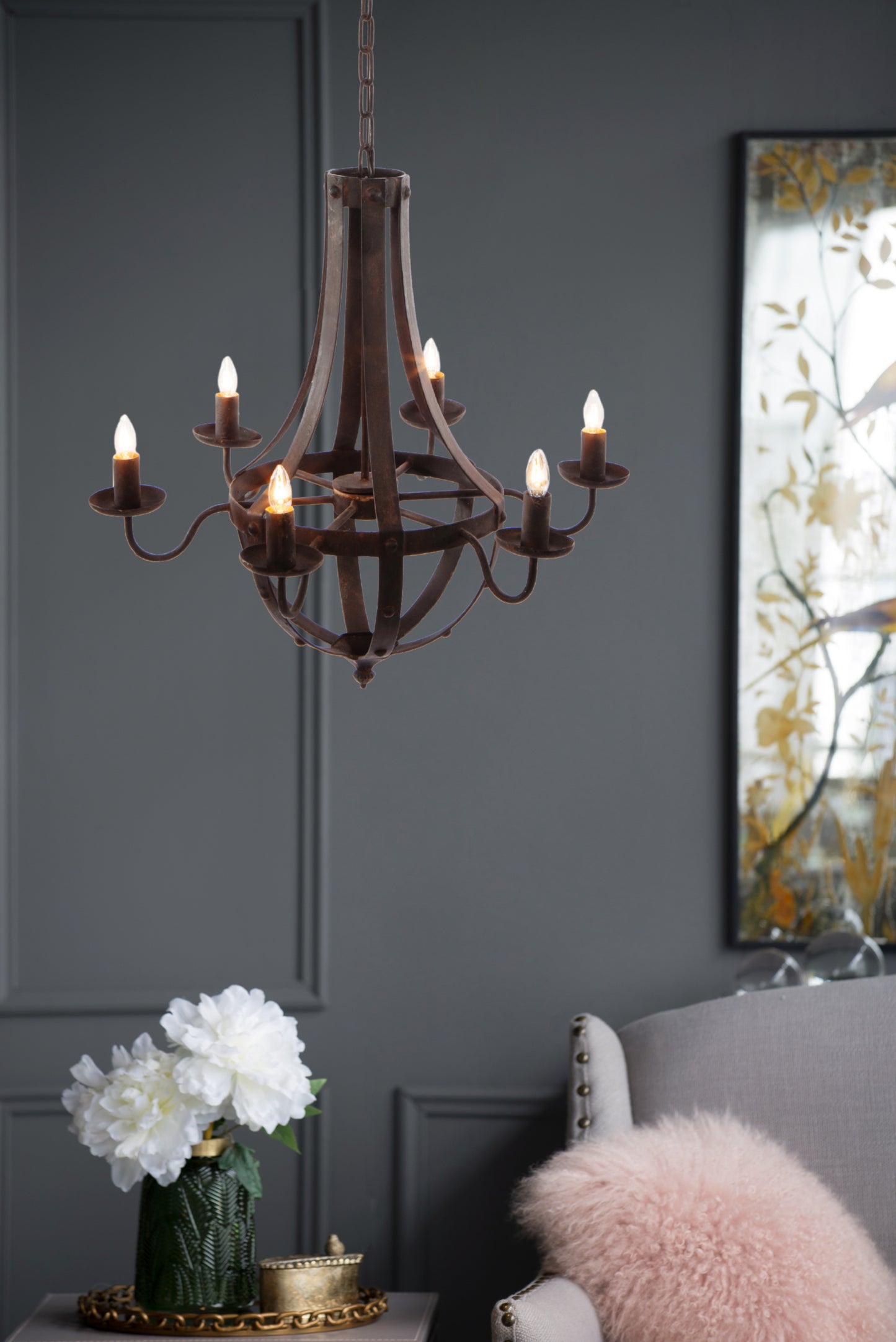 Tedroth 6-Light Metal Industrial Chandelier | Antique Black - Default - chandeliers