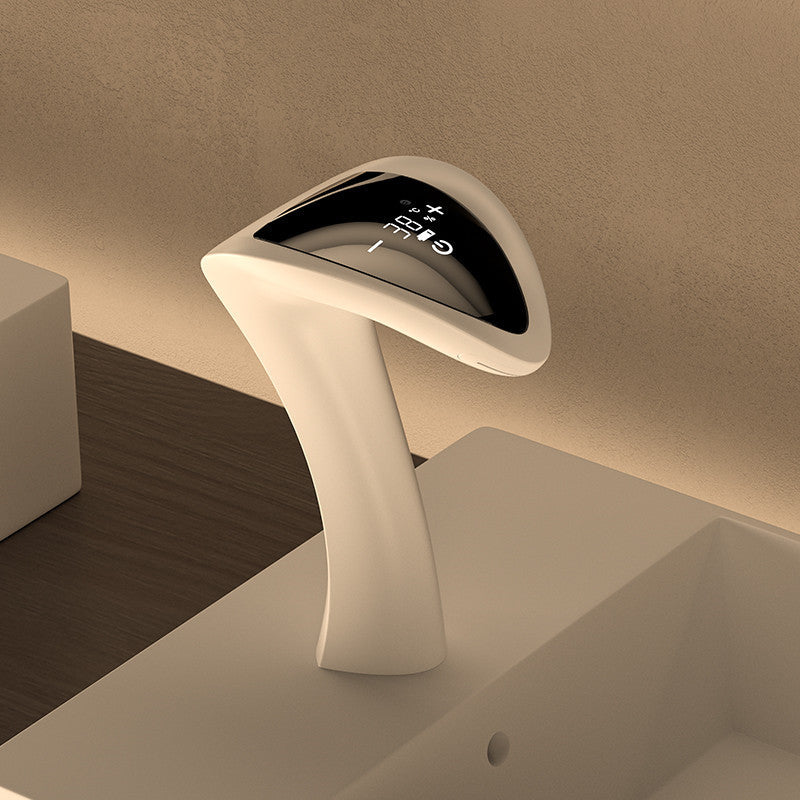 Rachwe Led Display Bathroom Faucet - Matte White - bathroom faucet led