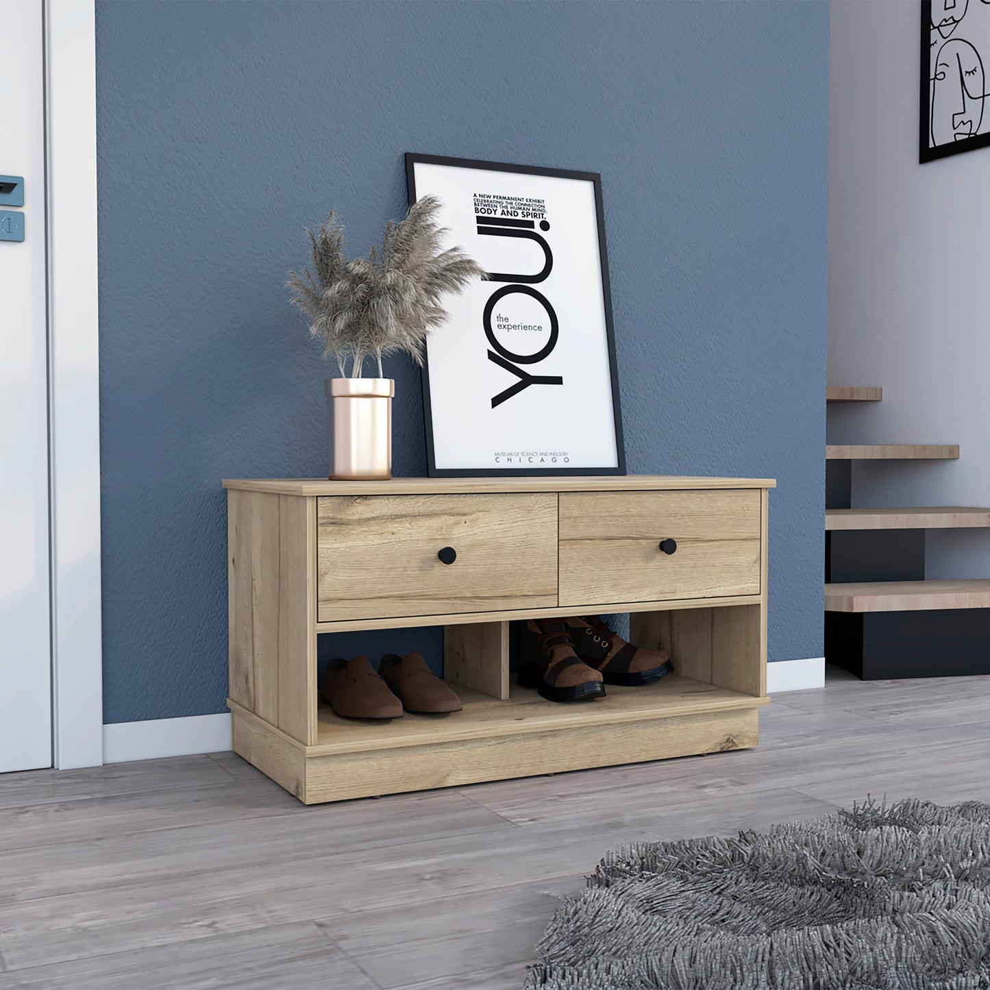 Willamette Storage Bench | Light Oak - - bench oak wood