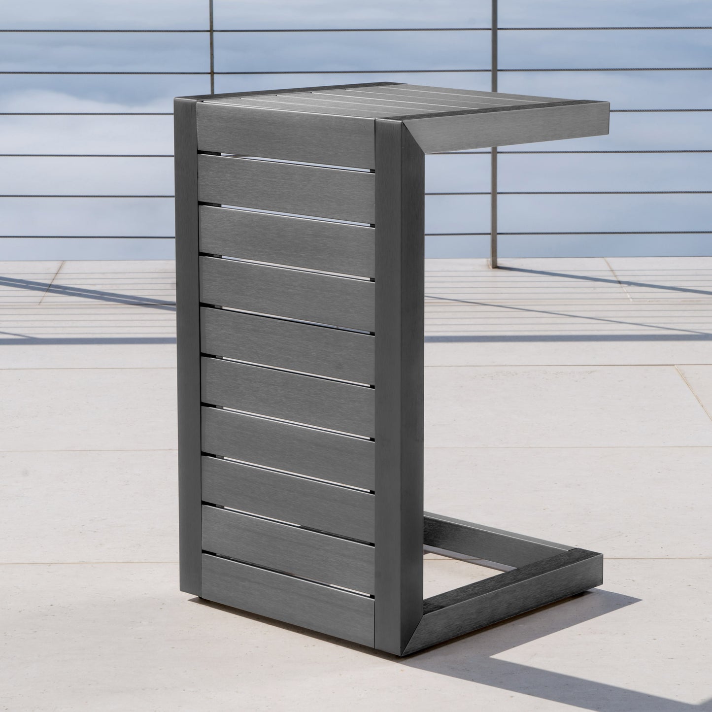Leziv Outdoor Metal Side Table | Gray - Default - garden furnishing
