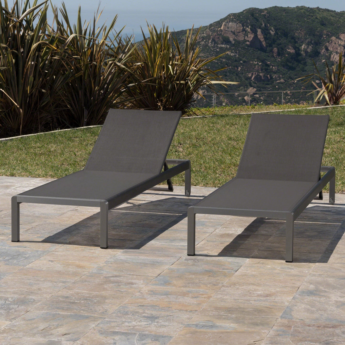 Sumon Outdoor 2-Piece Deck Chair Set | Grey - Default - garden furnishing