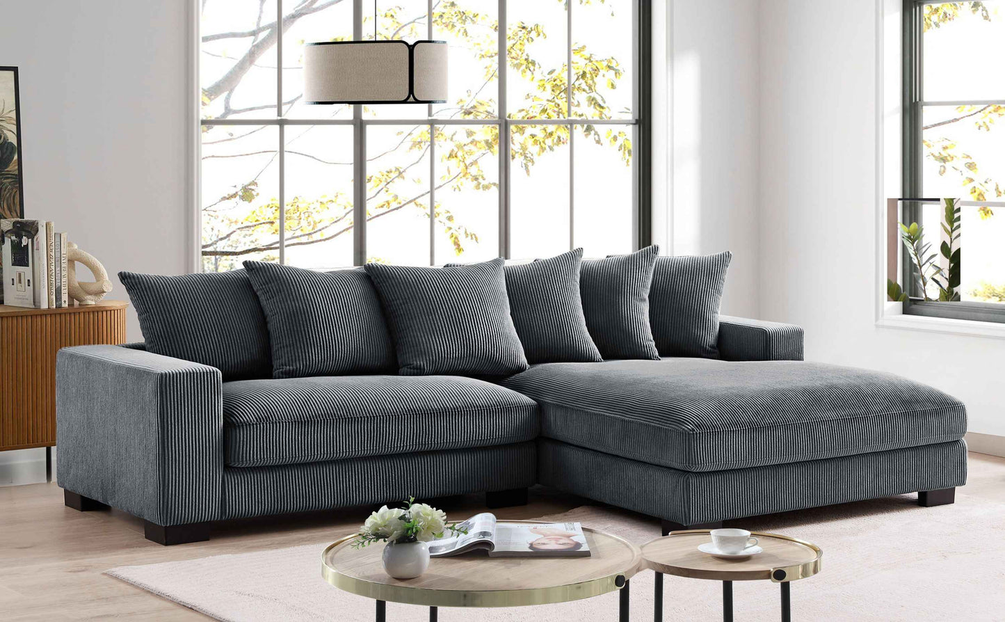 Ionia 102.4'' Right Facing Sectional Sofa | Dark Grey - - sofa