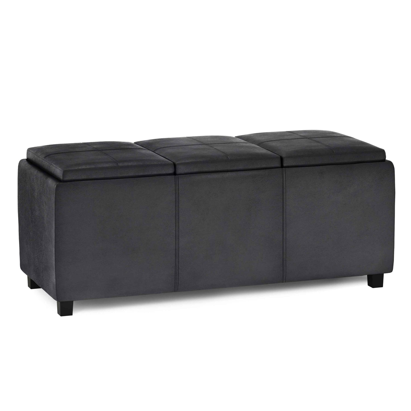 Fingota Large Cube Storage Ottoman | 3 Tray Lids | Distressed Black - Default - bench