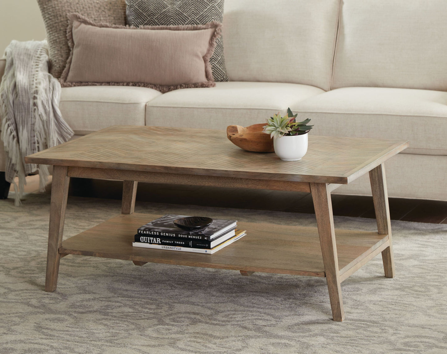 Milani Rectangular Center Table | Light Brown - - tables