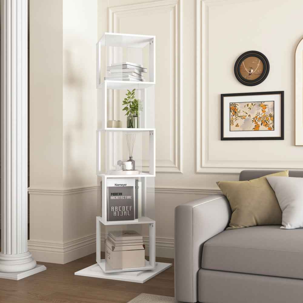 Citik 360° Rotating Display Bookcase | White - - bookcase white wood