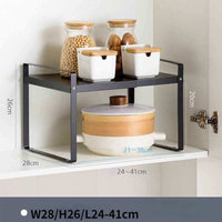Fashion Retractable Kitchen Rack - Black 24X41X28 cm - black Rack Shelf Storage white