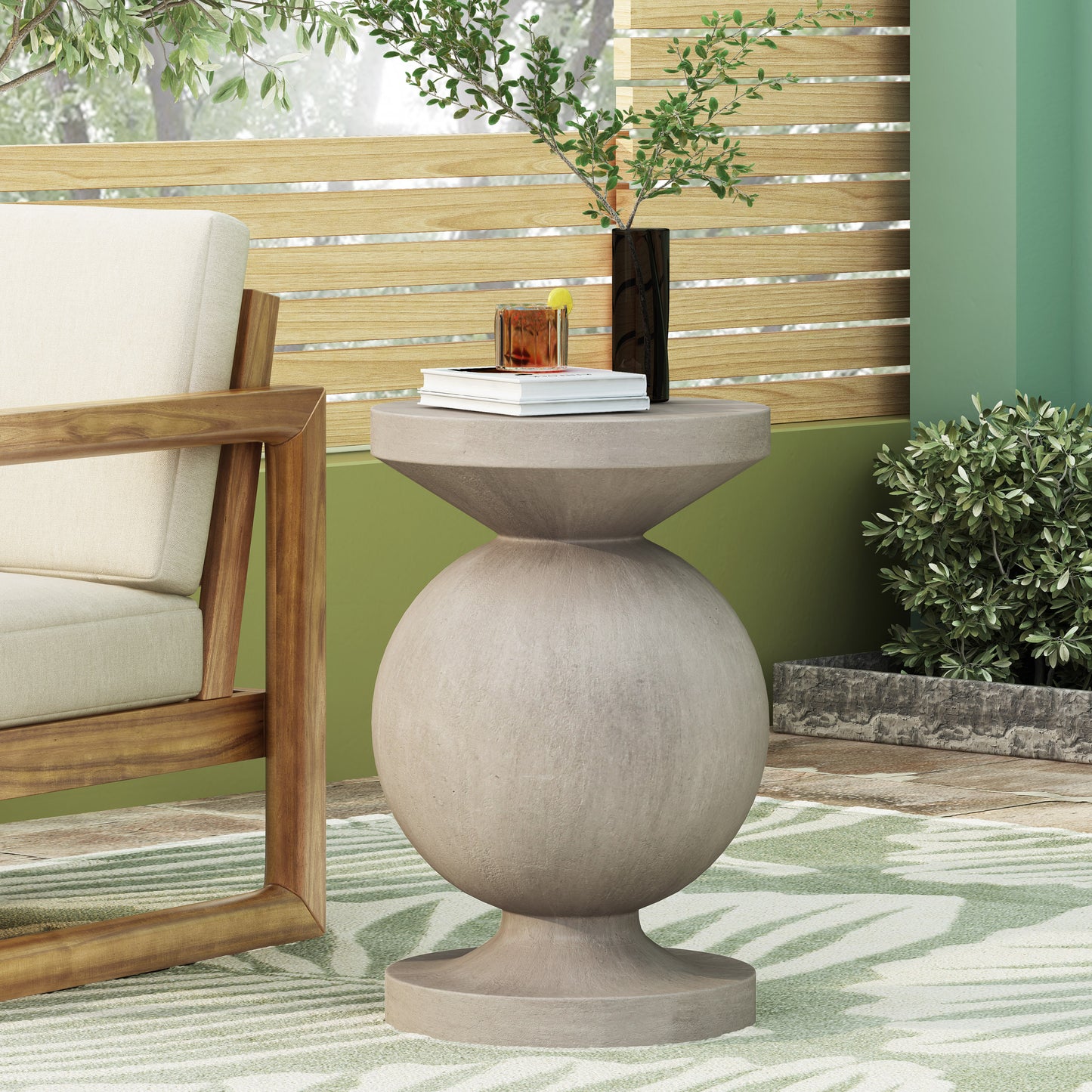 Zerixa Outdoor Concrete Side Table | Gray - Default - garden furnishing