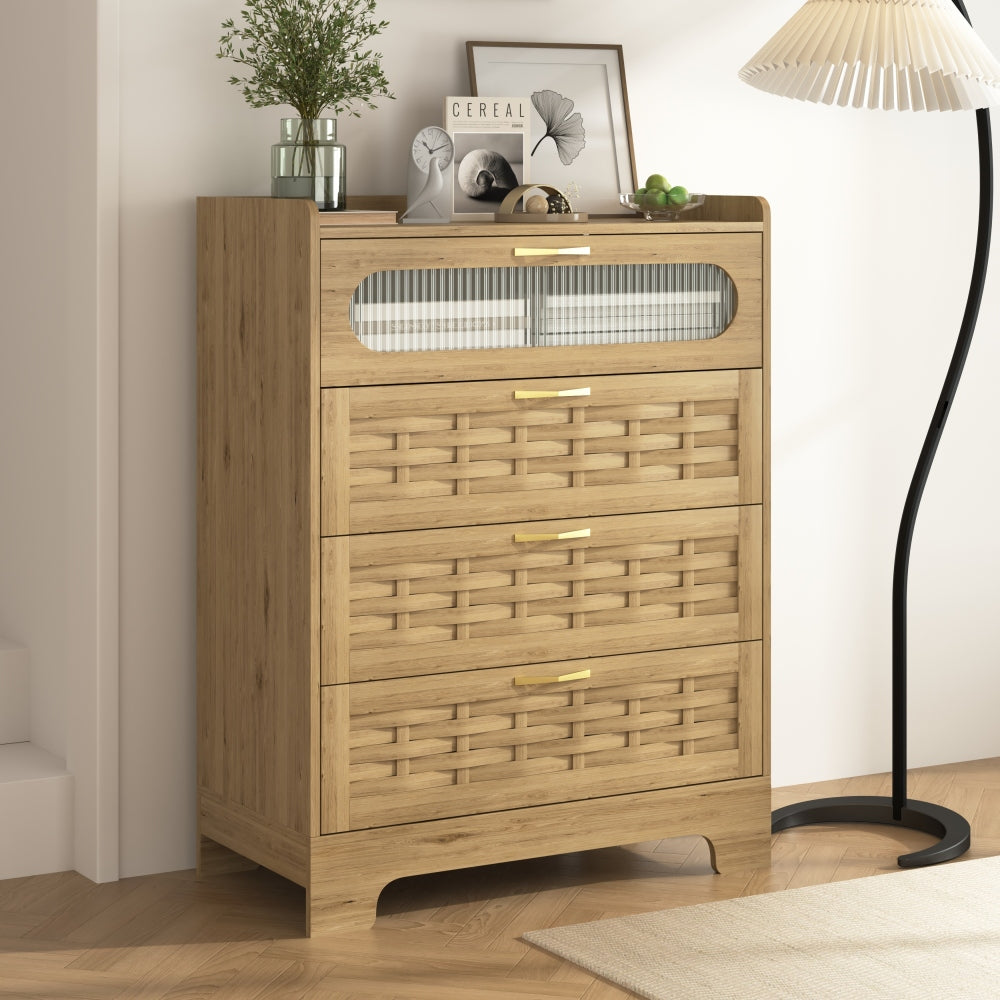 Mesilin Farmhouse 4-Drawer Dresser | Natural Wood - Default - dresser