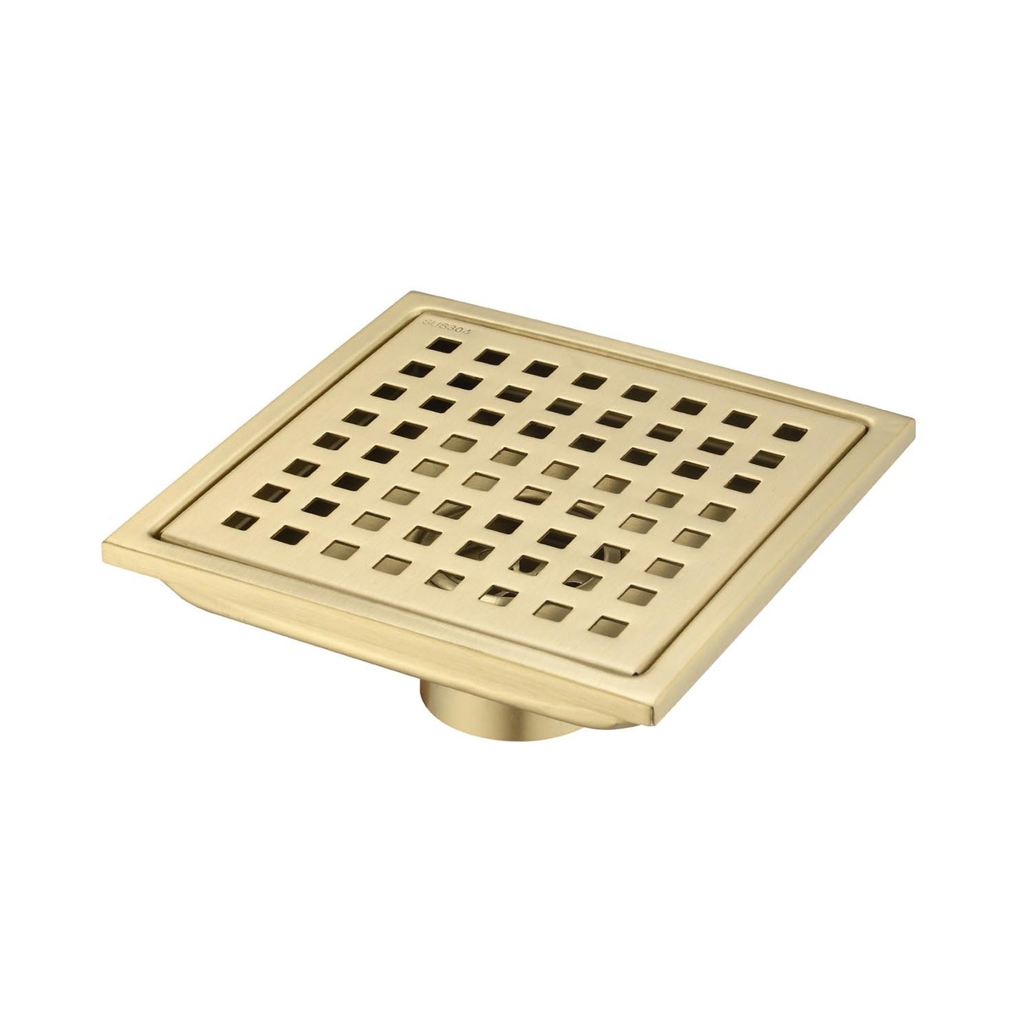 Sharf 6'' Grid Shower Floor Drain | Brushed Gold - Default - shower fixtures