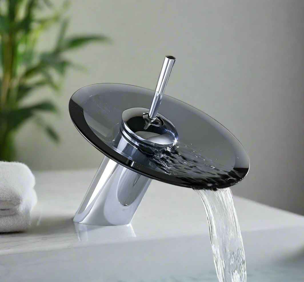 Puliasa Waterfall Bathroom Faucet - Low Profile - chrome chrome silver glass silver waterfall
