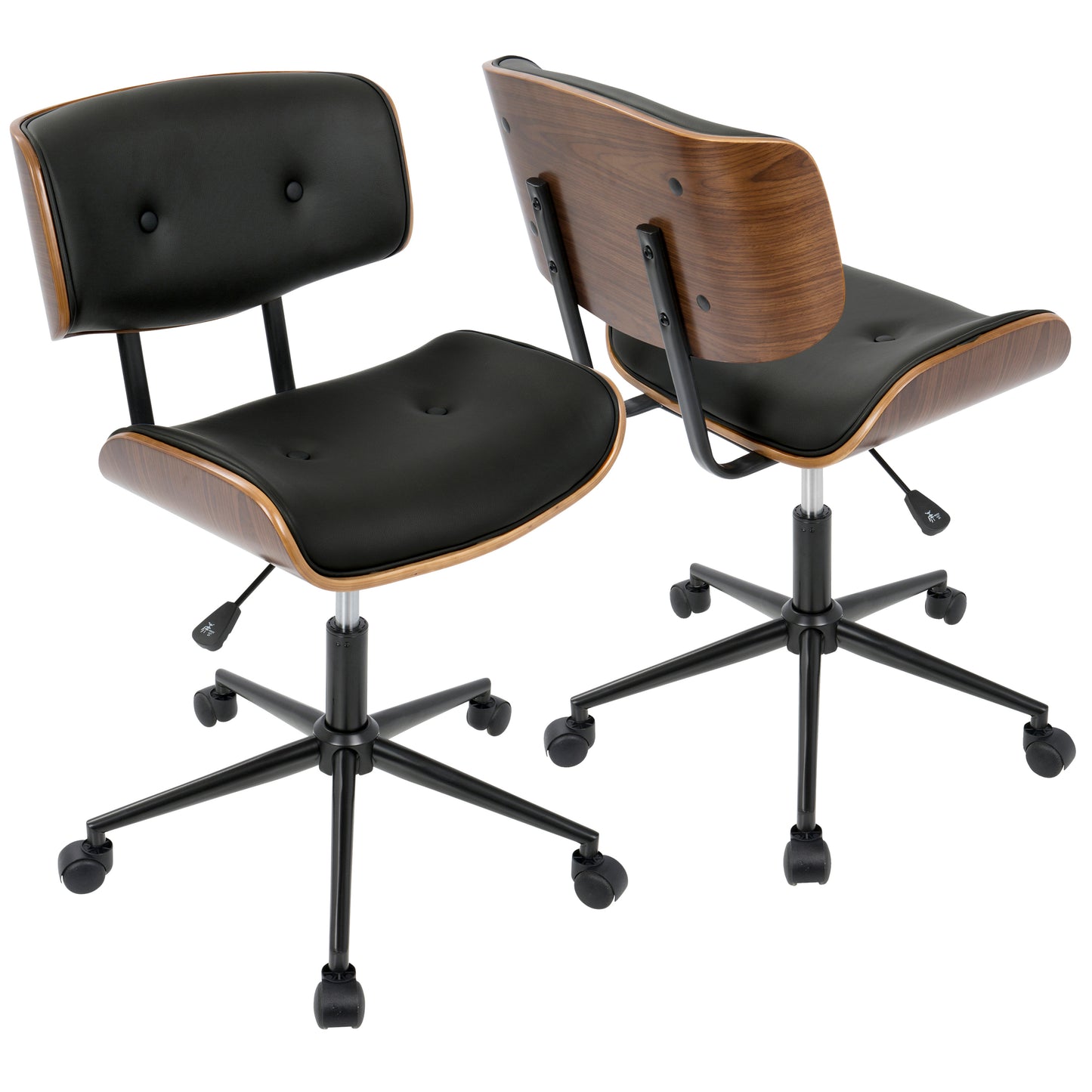 Lombardi Mid-Century Office Chair | Black & Walnut - - black brown chair office