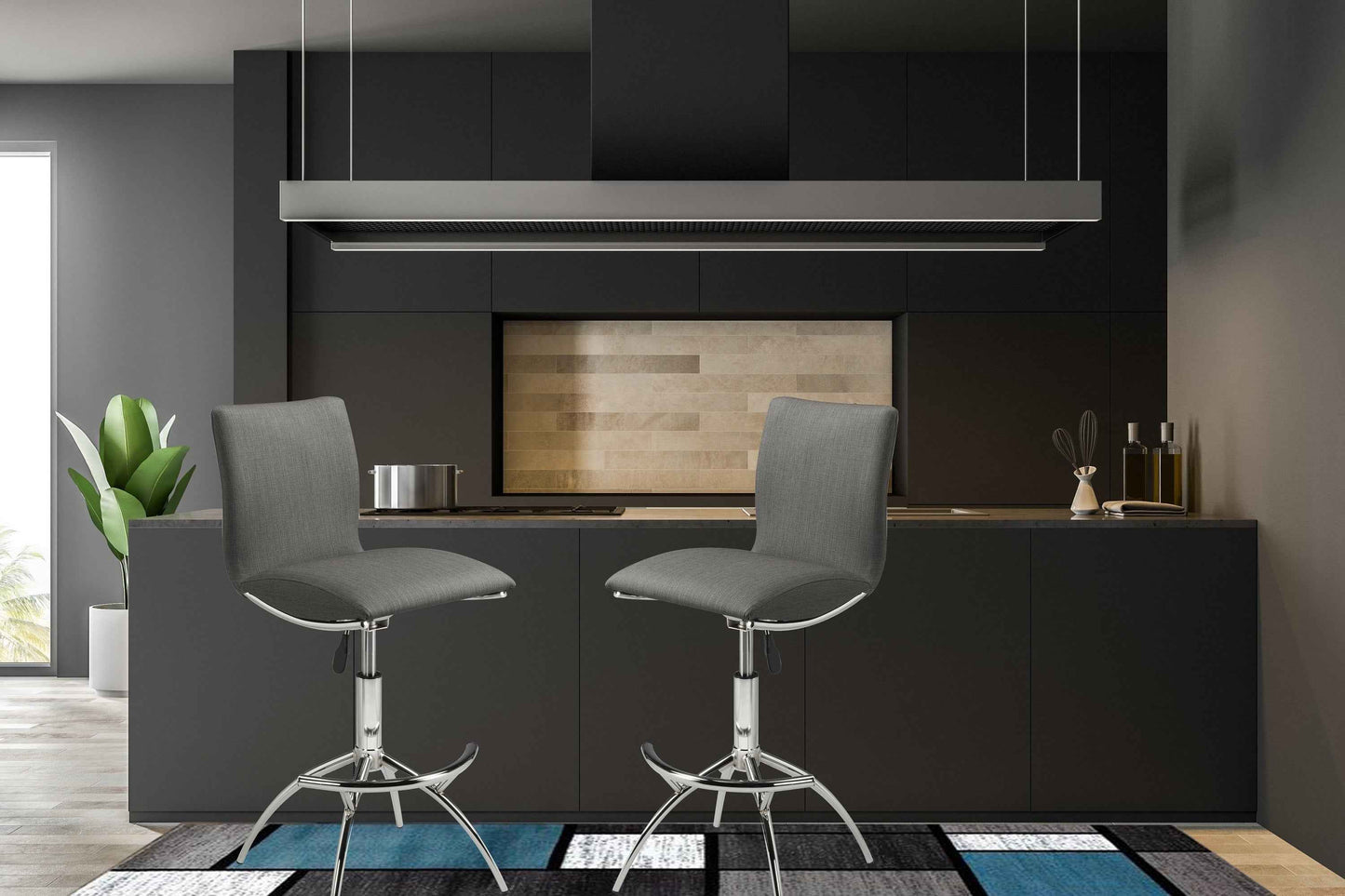 Desonas Modern Minimalist Bar Stools | Set of 2 | Gray - Default - bar stools