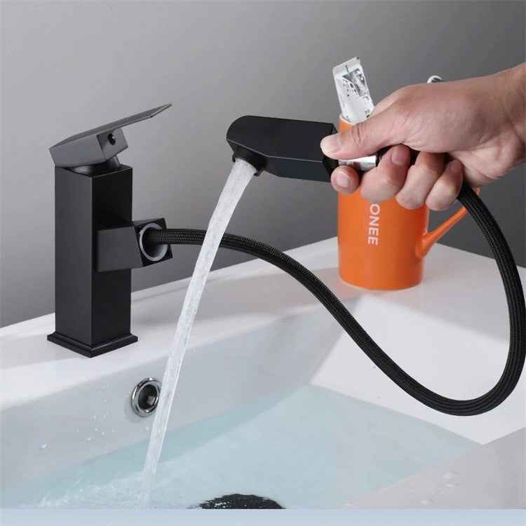 Gadonix Pull-Out Bathroom Faucet - - black chrome silver pull-out silver