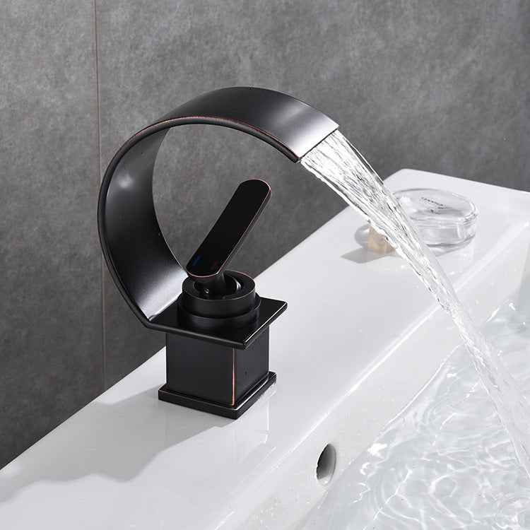 Ritmo Waterfall Bathroom Faucet - Black - black brushed black chrome chrome silver silver waterfall