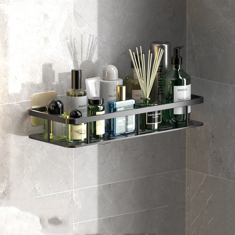 Perforation Free Wall-Mounted Shelf - Black Standard Single Layer - Aluminum black Rack Shelf silver