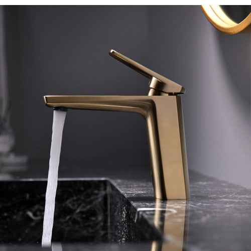 Kokuba Single-Handle Bathroom Faucet - - gold long low profile short single handle tall profile