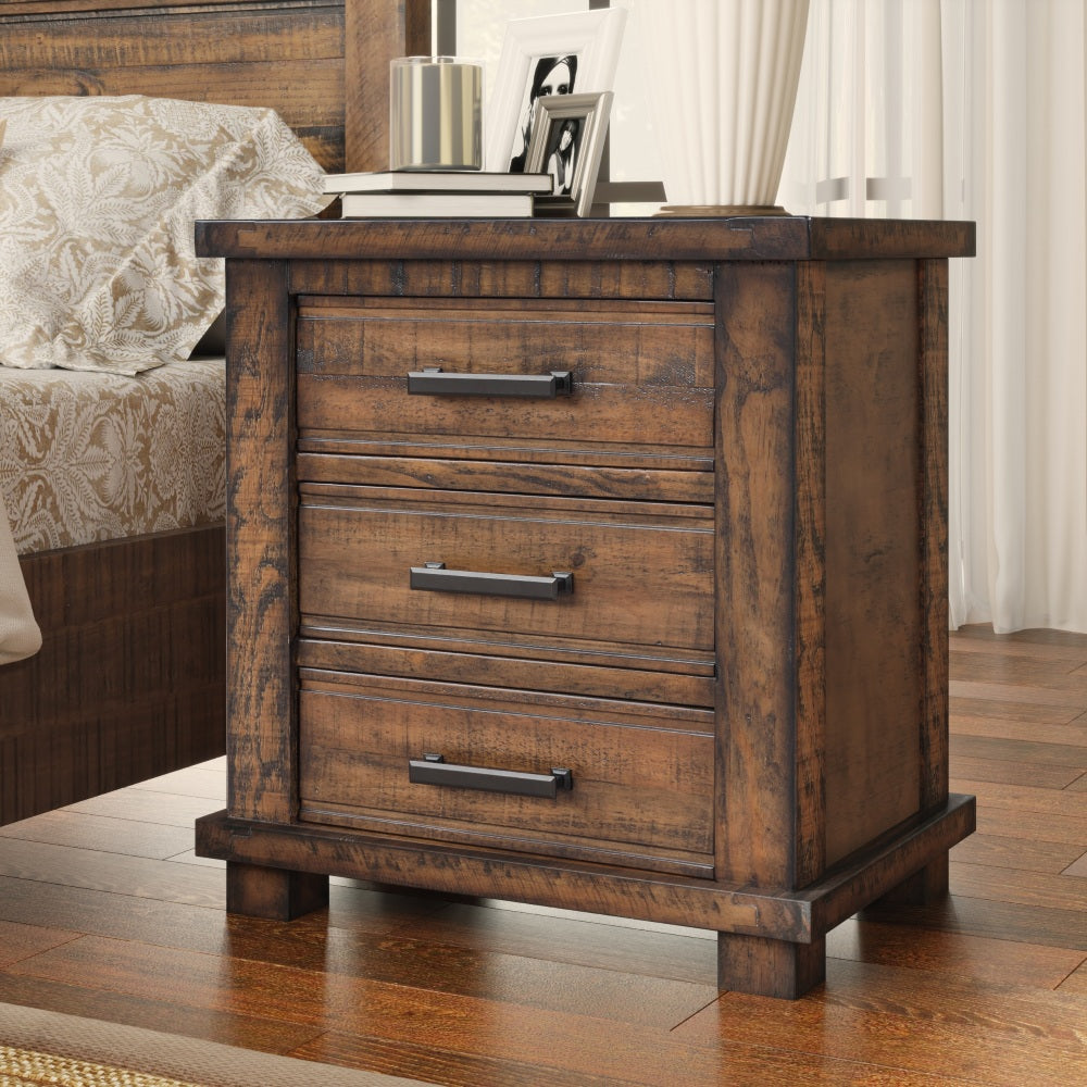 Snardas Rustic Farmhouse Nightstand | Old Distressed Wood - Default - nightstand