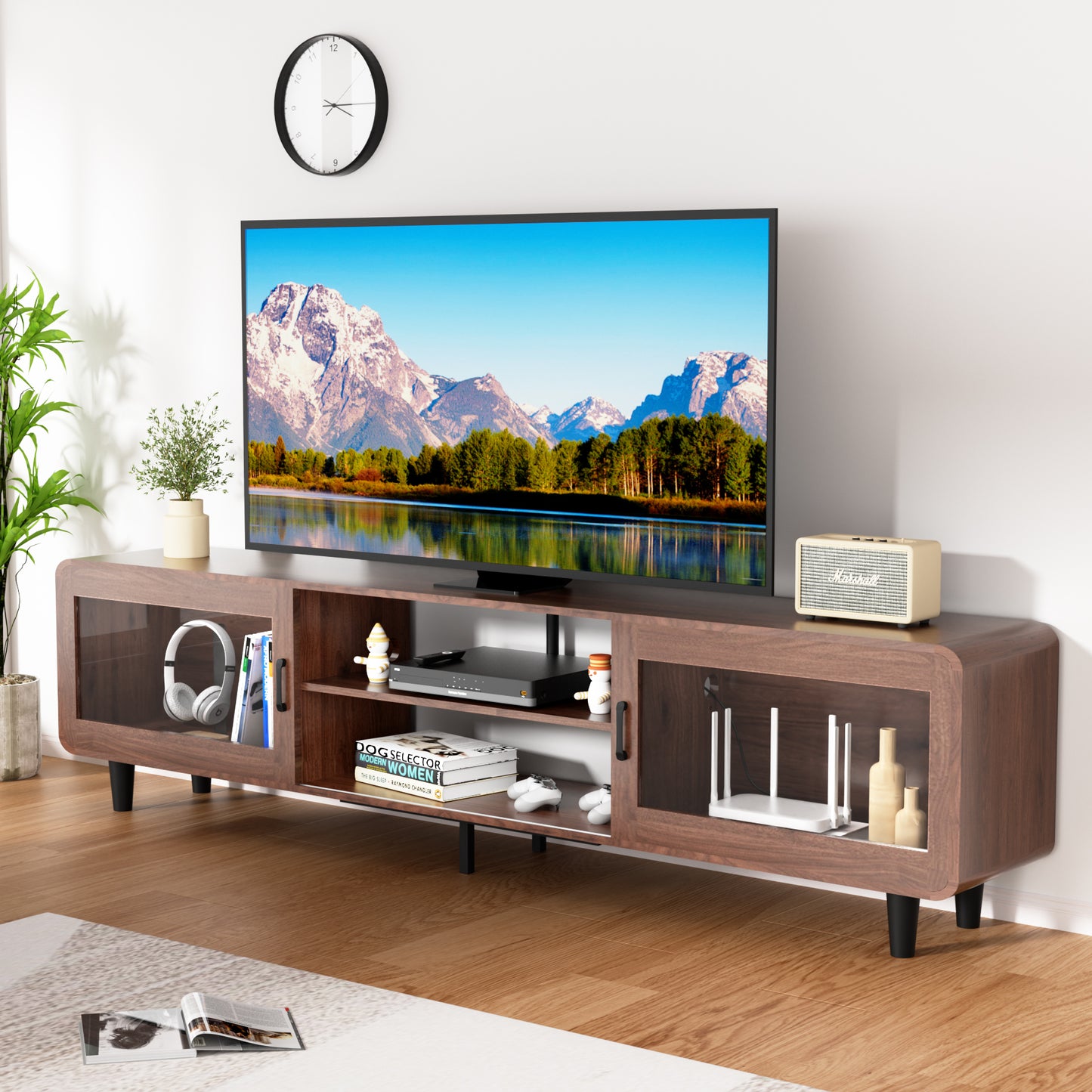Pocribo Mid-Century TV Stand | Walnut - Default - tv console
