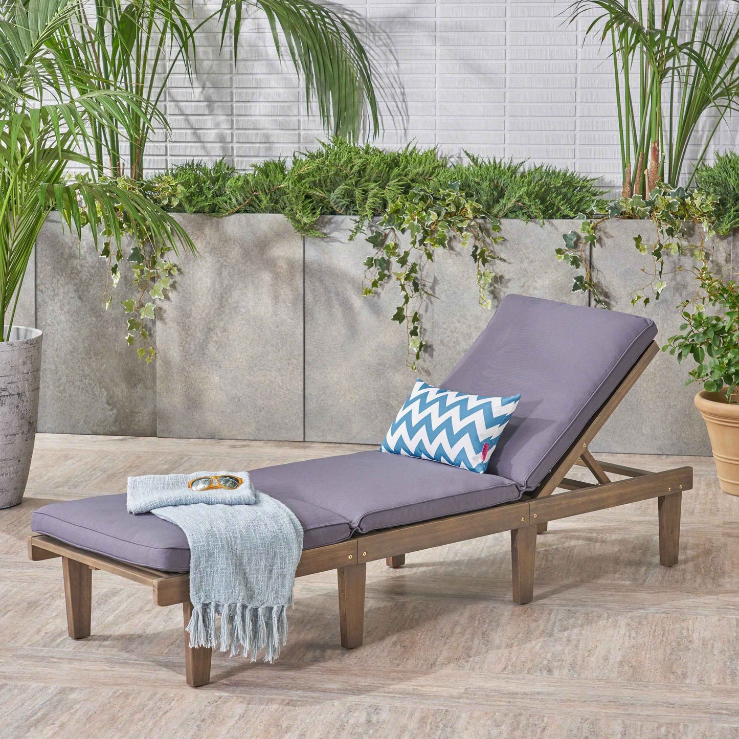 Ariana Wood Deck Chair | Grey - Default - garden furnishing