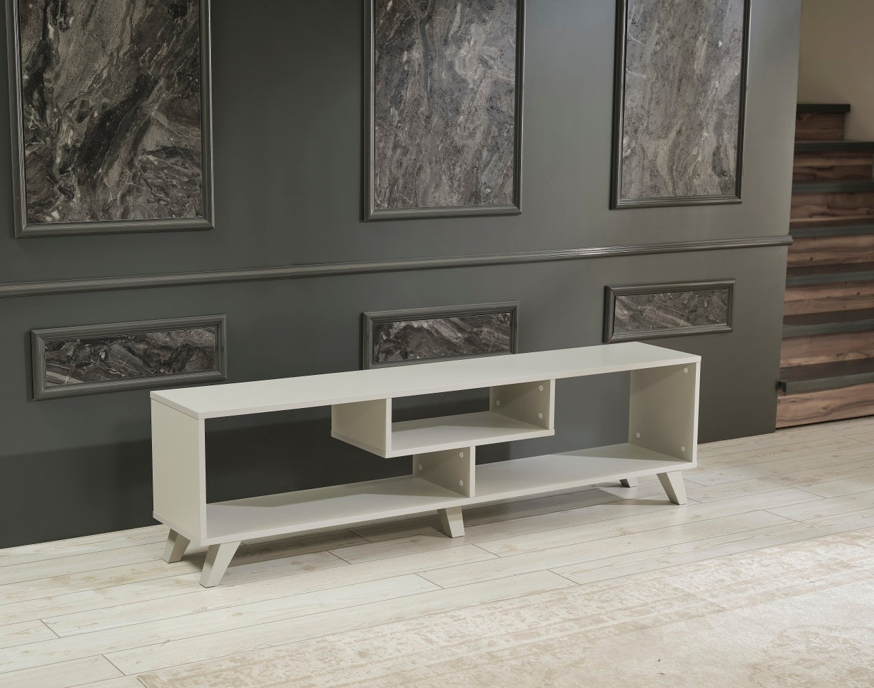 Parma Mid-Century Modern TV Stand | Light Grey - Default - tv console