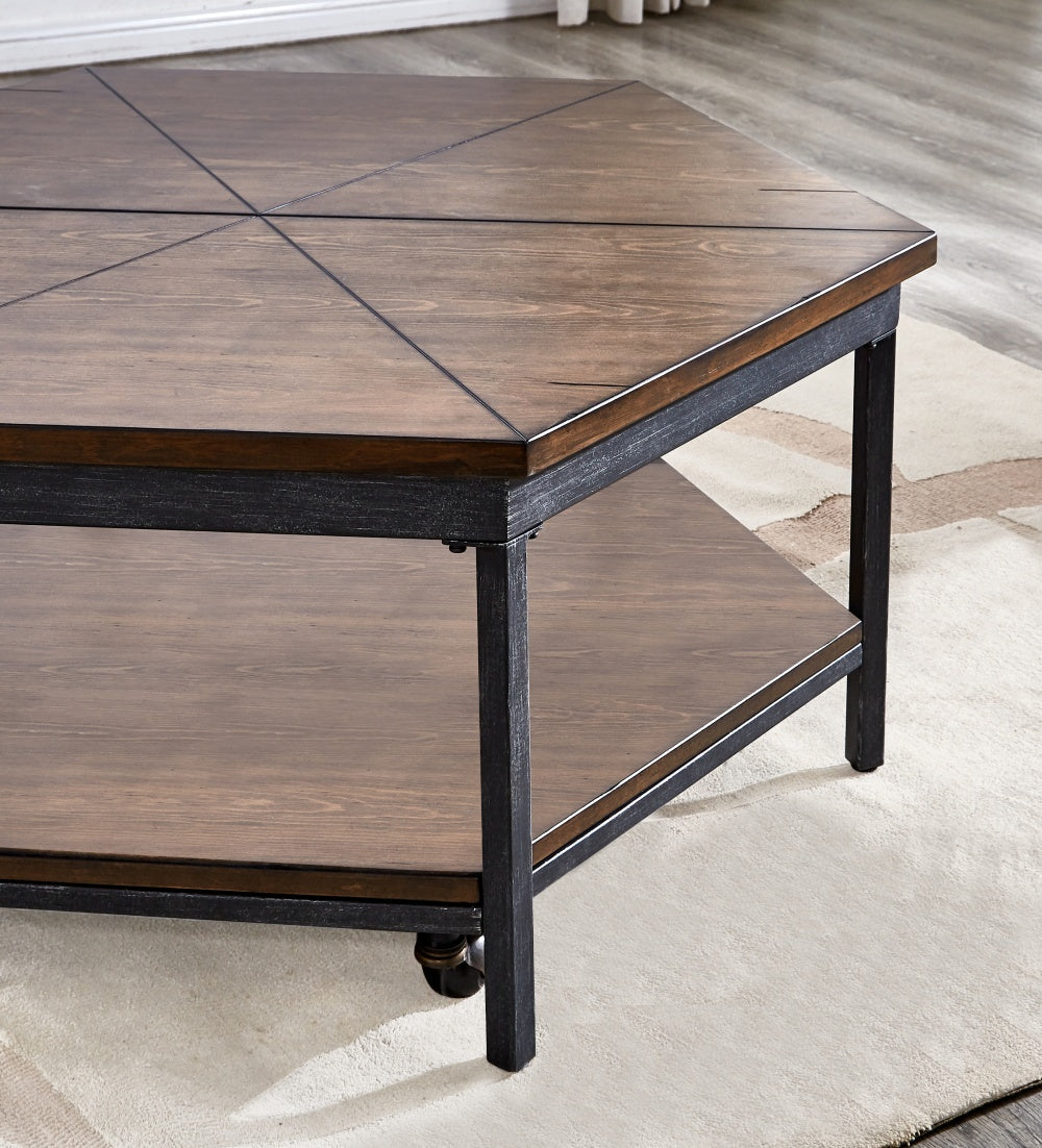 Ultimo Hexagon Lift Top Table | Brown - - tables