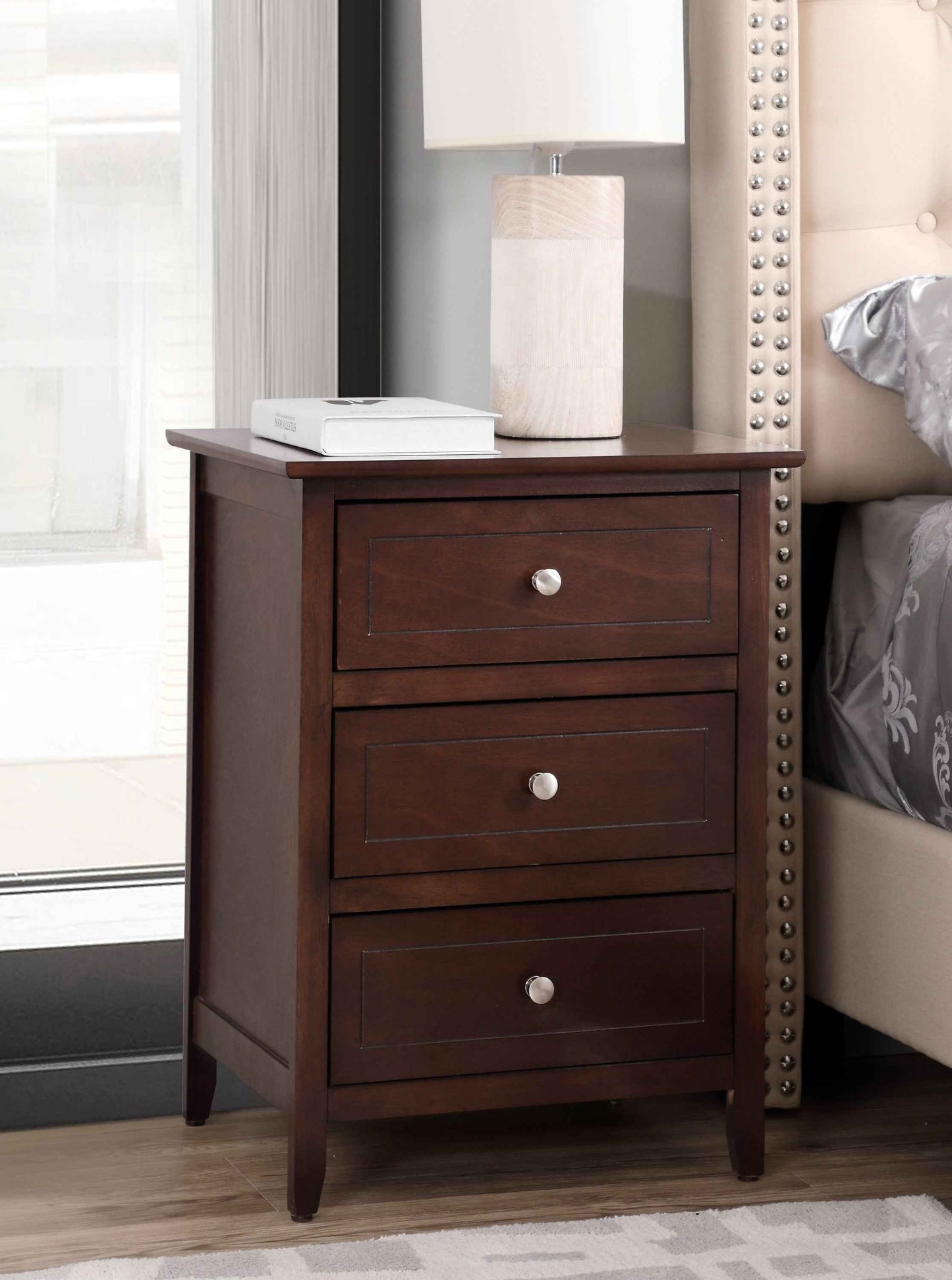 Cessum 3-Drawer Nightstand | Cappuccino - - nightstand
