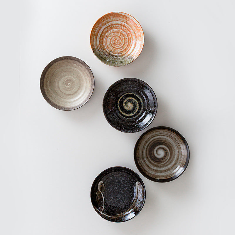 Japanese Retro Ceramic Tableware - - black blue Ceramic dinnerware off white orange Tableware