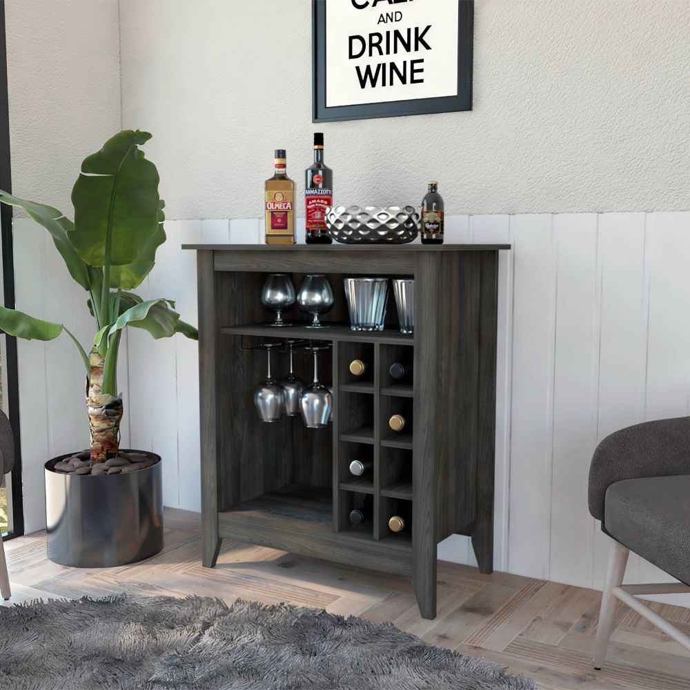 Canaan 8-Bottle Bar Cabinet | Espresso Brown - - brown cabinet dark brown