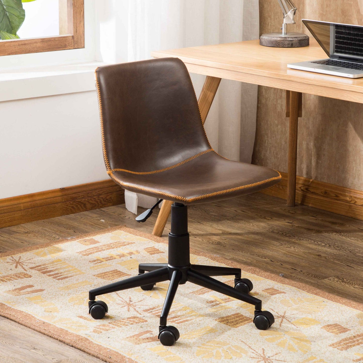 Cesena Office Chair | Faux Leather | Antique Brown - - brown chair office