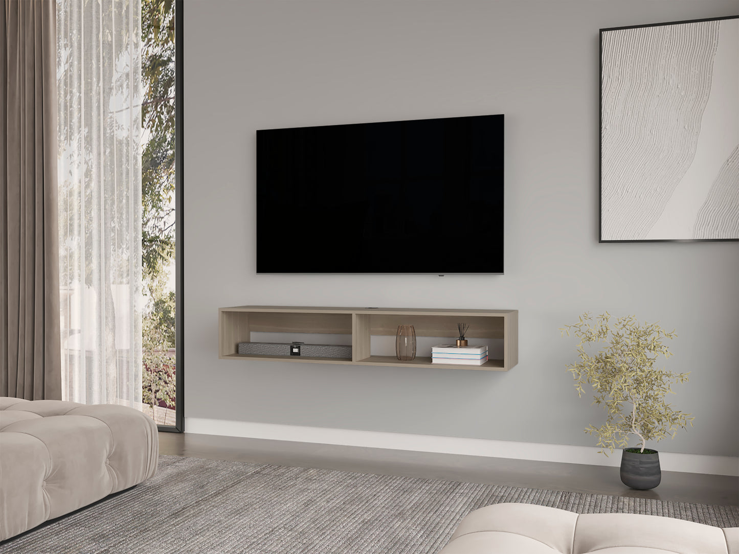 Ruflat Floating TV Stand | White Oak - Default - tv console